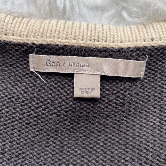 🔥SOLD🔥Gap Striped Knit Sweater Gray Cream Size Medium - Picture 11 of 14